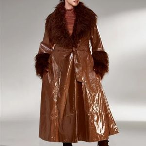 FTF X NADIA beautiful pleather and fur coat